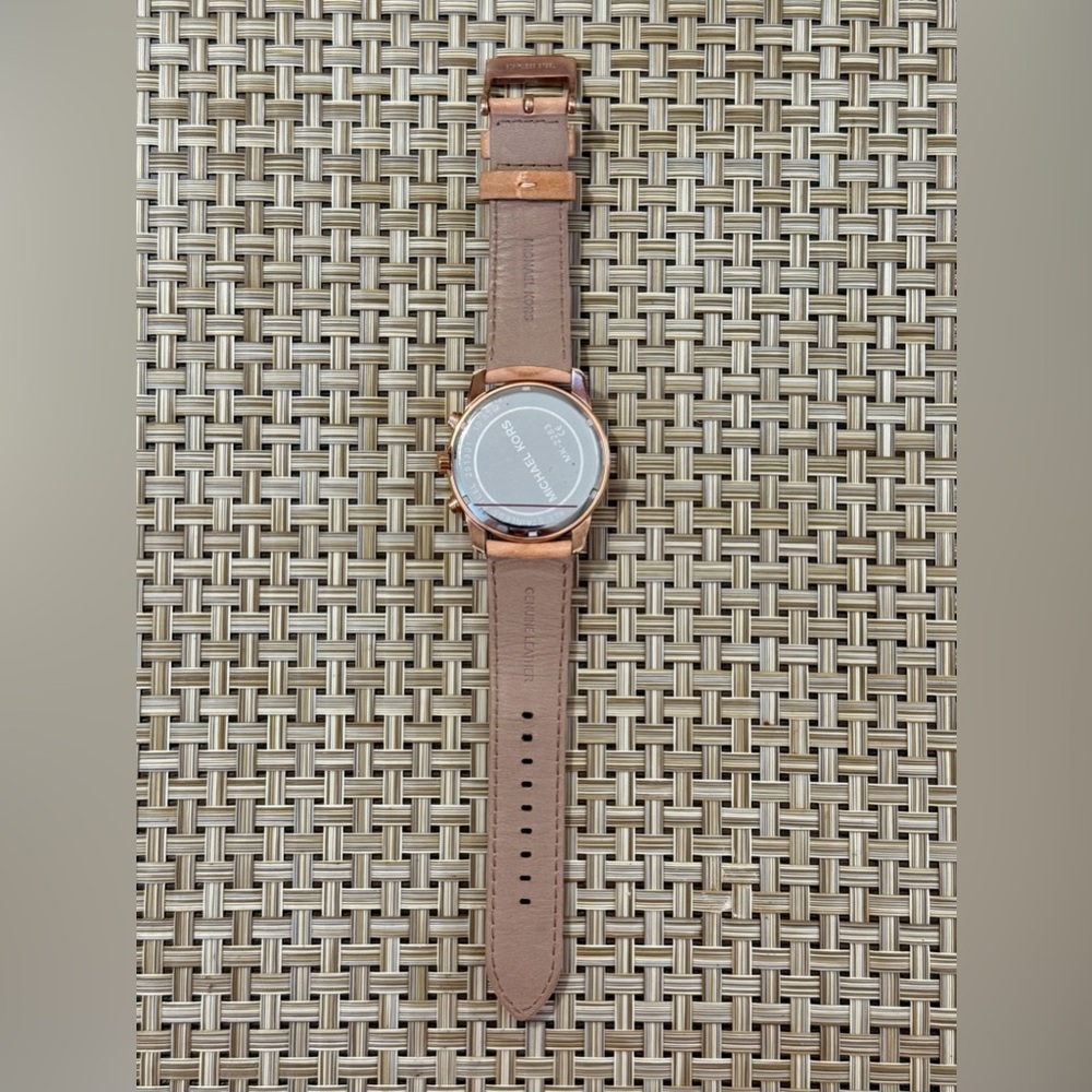 Michael Kors Leather-Strap Chronograph Watch in Tan - Picture 2 of 2
